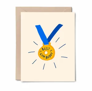 Best Gym Buddy Medal - Greeting Card