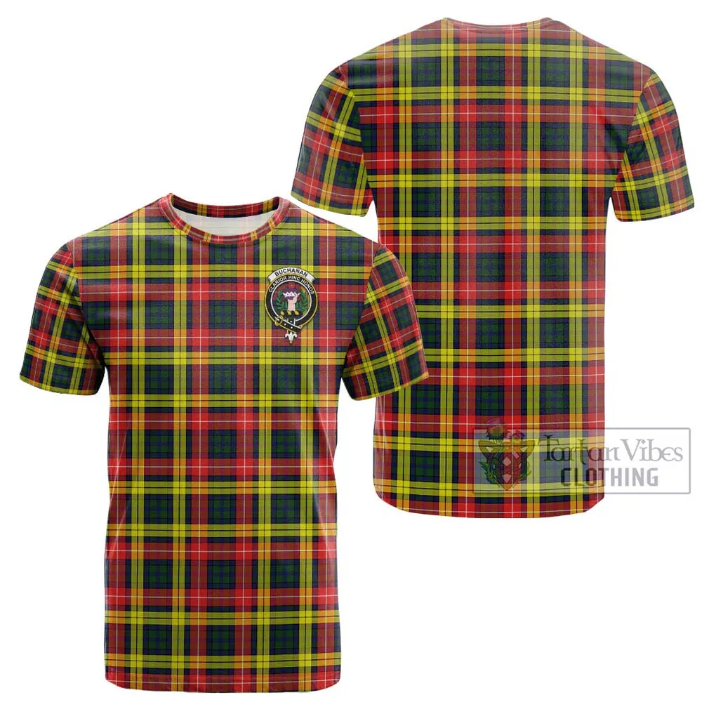 Buchanan Modern Tartan Cotton T-Shirt with Family Crest