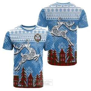 Burns Clan Christmas Cotton T-shirt Celtic Reindeer Style