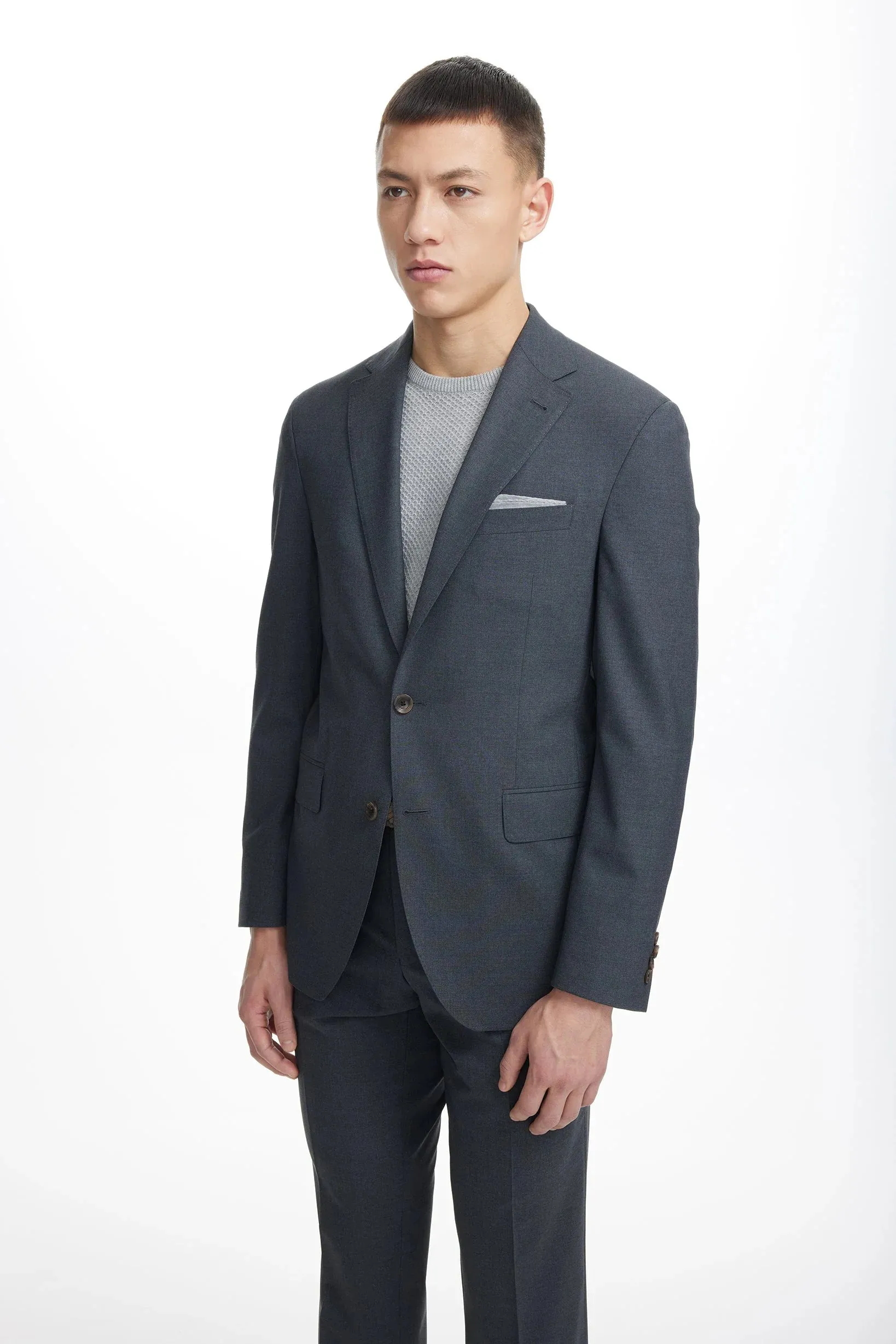 Charcoal Dean Contemporary Fit Wool Stretch Suit - Jack Victor
