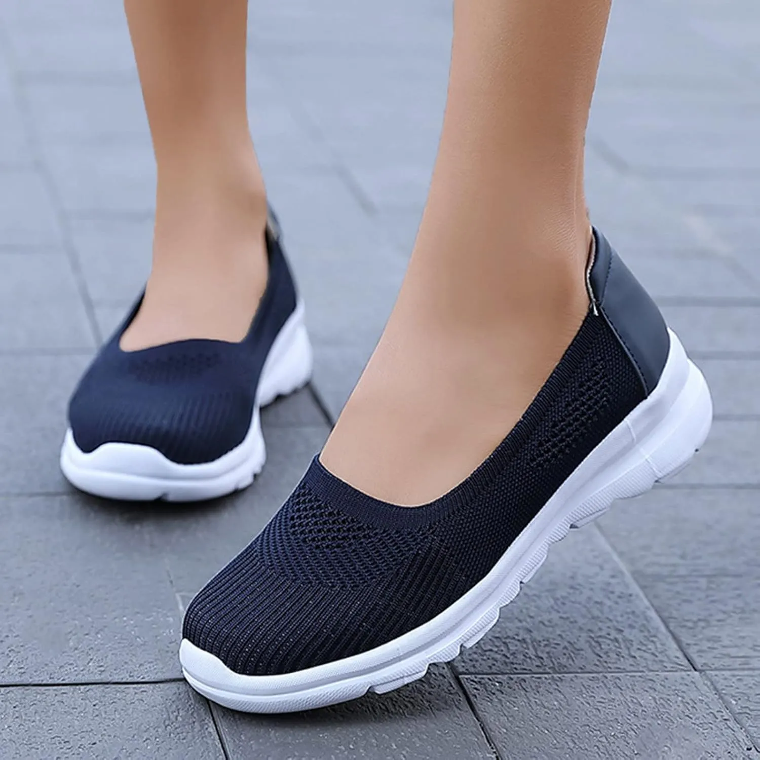 CsgrFagr Women Breathable Lace Up Shoes Flats Casual Shoes Unisex Lightweight Work Shoes Sporty Breathable Slip Work Trainers Clove Shoes for Nurses Women (Blue, 8)