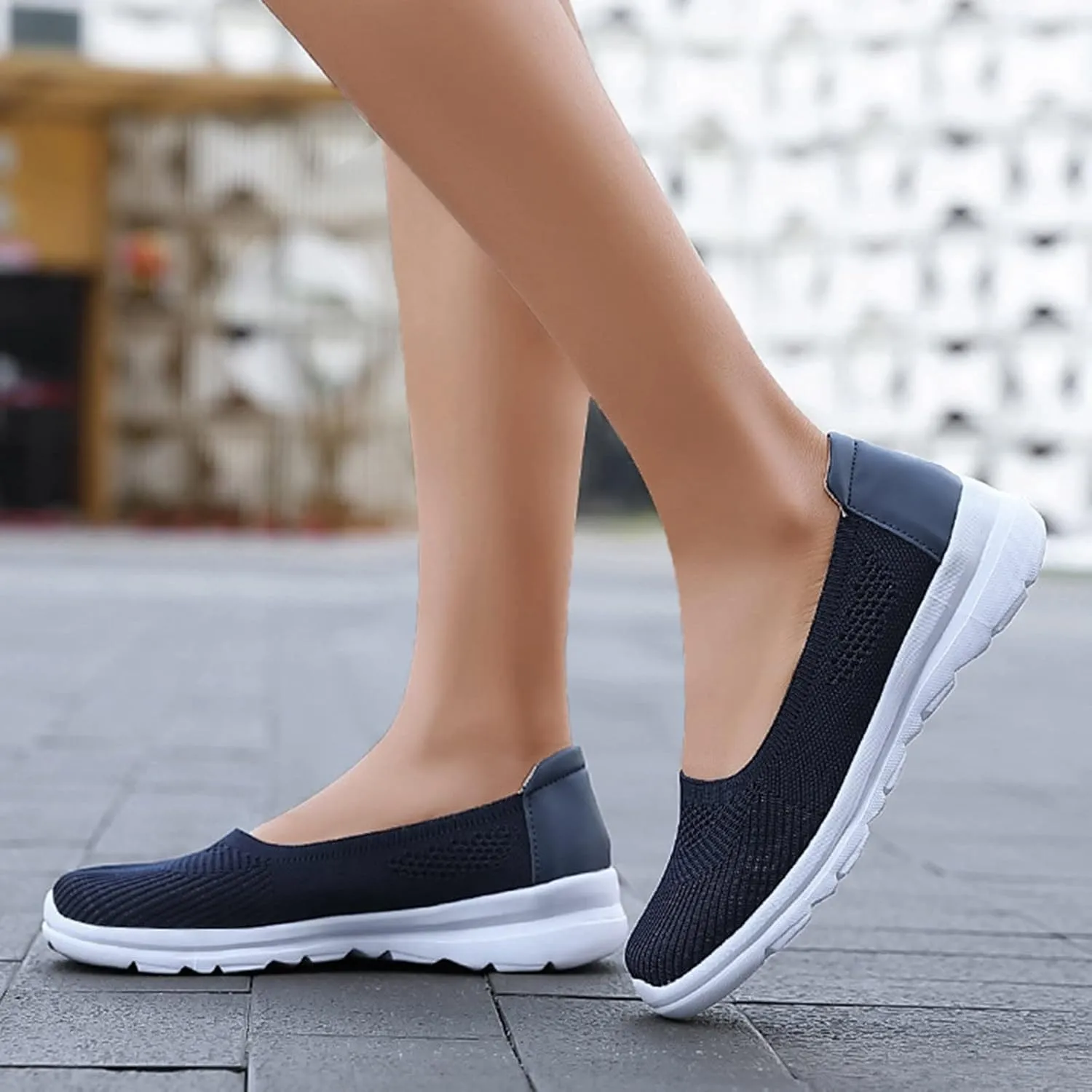 CsgrFagr Women Breathable Lace Up Shoes Flats Casual Shoes Unisex Lightweight Work Shoes Sporty Breathable Slip Work Trainers Clove Shoes for Nurses Women (Blue, 8)