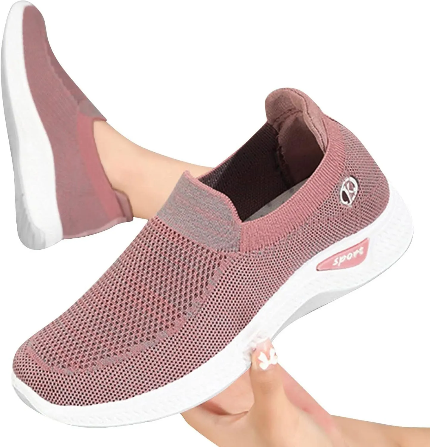 CsgrFagr Women Breathable Lace Up Shoes Flats Casual Shoes Unisex Lightweight Work Shoes Sporty Breathable Slip Work Trainers Leopard Slip on Shoes for Women Sneaker (Pink, 7)