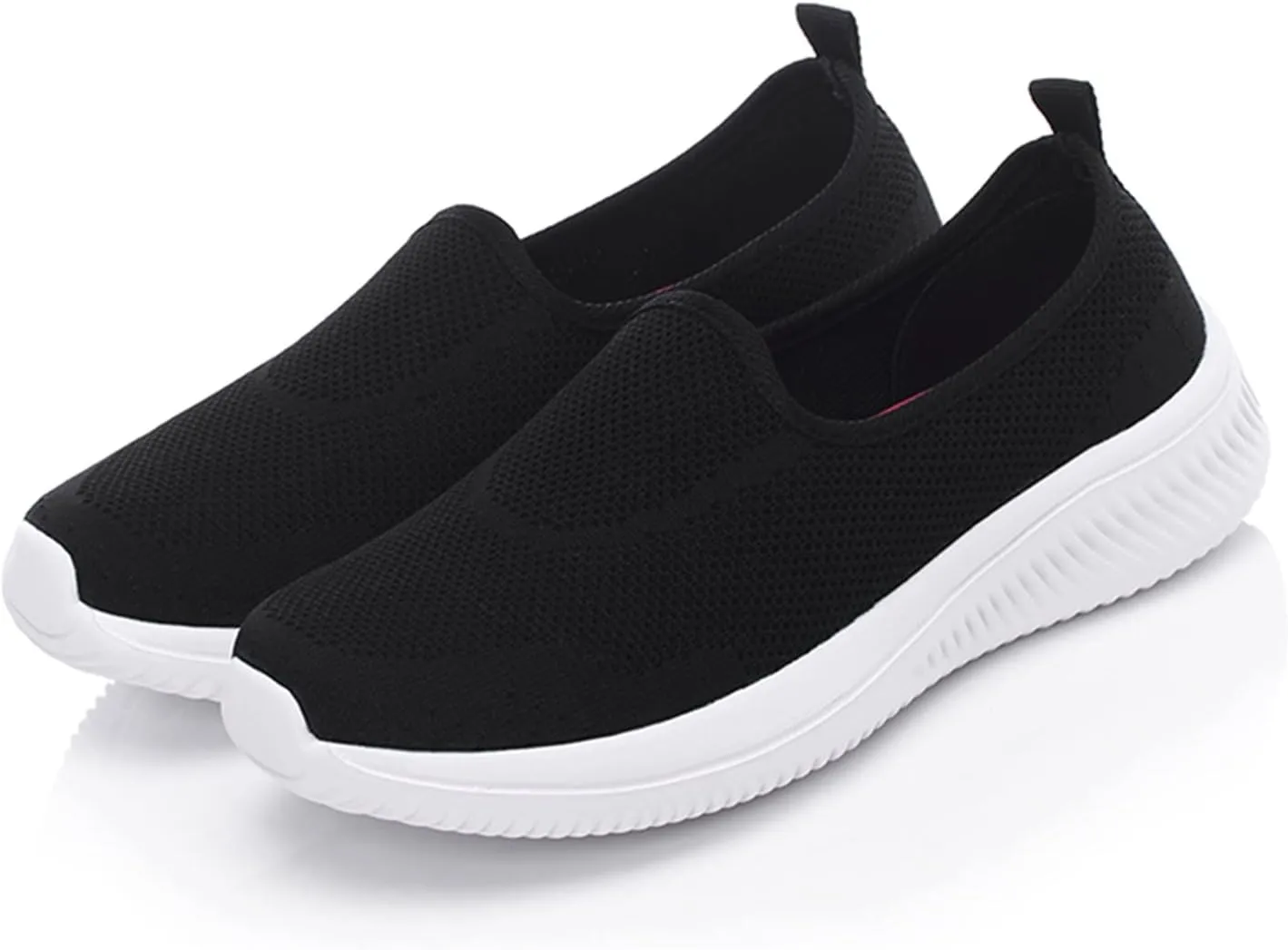 CsgrFagr Women Breathable Lace Up Shoes Flats Casual Shoes Unisex Lightweight Work Shoes Sporty Breathable Slip Work Trainers Yoga Shoes for Women Size 11 (Black, 7.5)