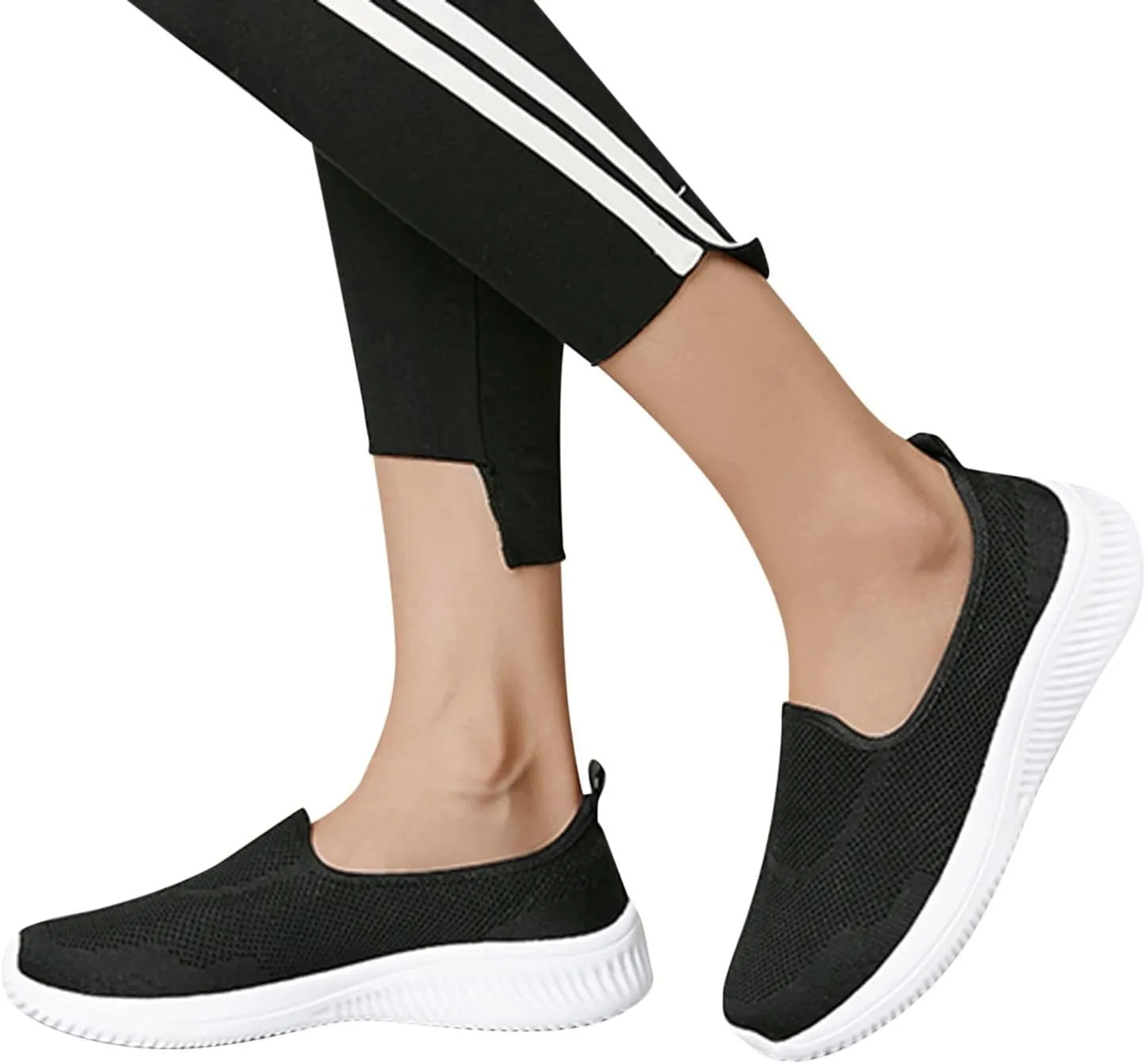 CsgrFagr Women Breathable Lace Up Shoes Flats Casual Shoes Unisex Lightweight Work Shoes Sporty Breathable Slip Work Trainers Yoga Shoes for Women Size 11 (Black, 7.5)