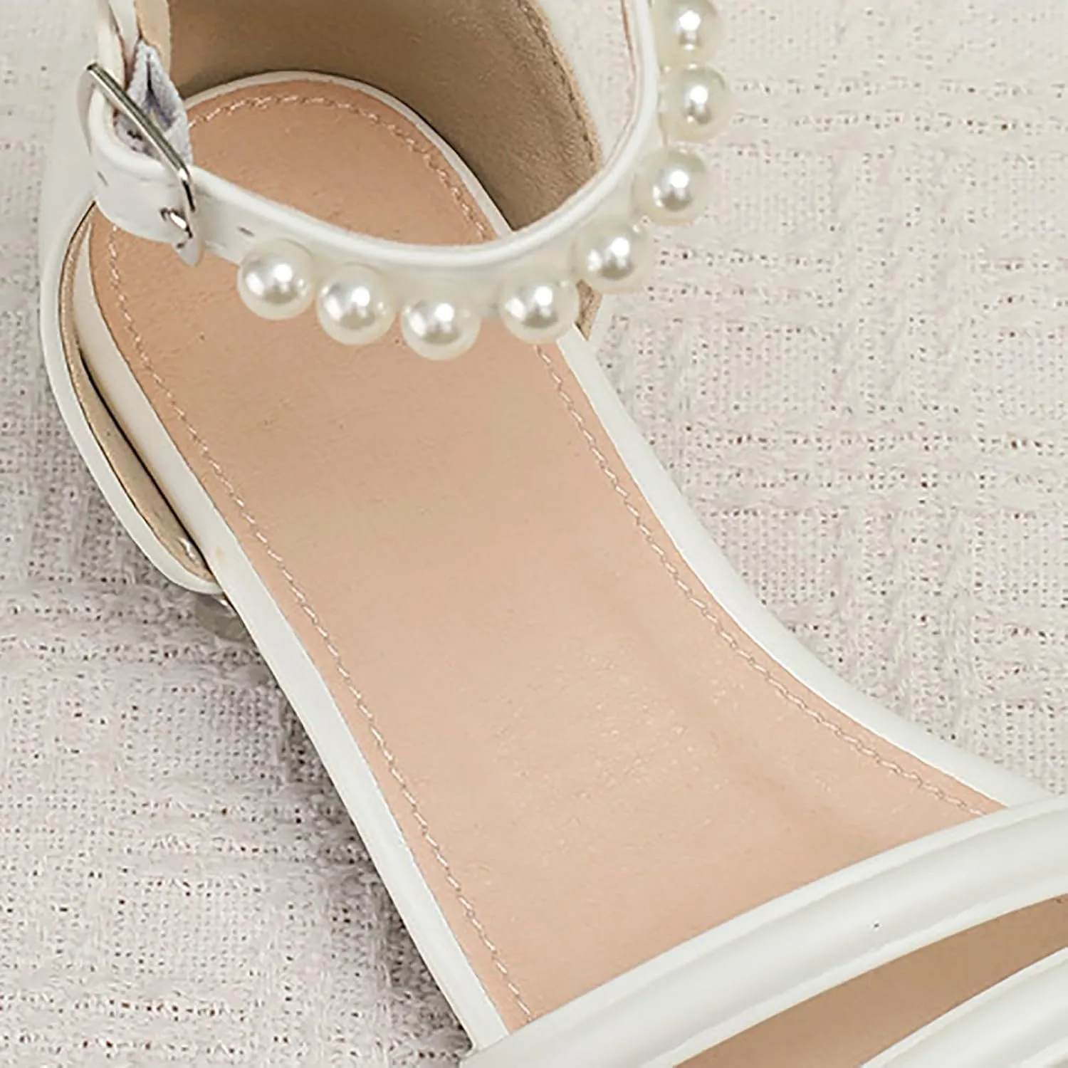 Girls Shoes Sandals Summer Fashion Pearl Shoes Middle and Large Children Open Toe Student Girls White Dress Sandals