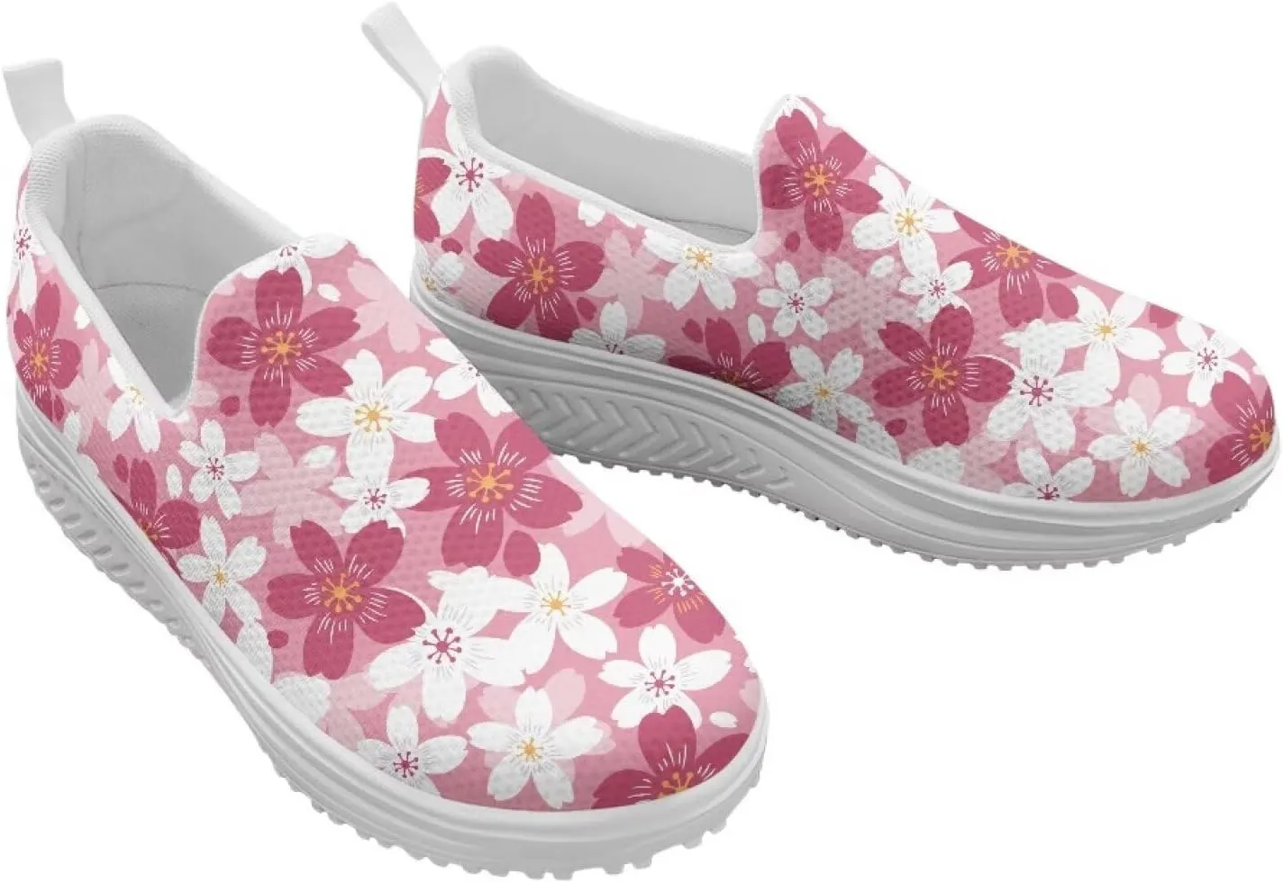 GOSTONG Platform Sneakers for Women Slip Resistant Walking Work Shoes All Day Comfort | Thick Wedge Rocker Bottom White Size 6-11