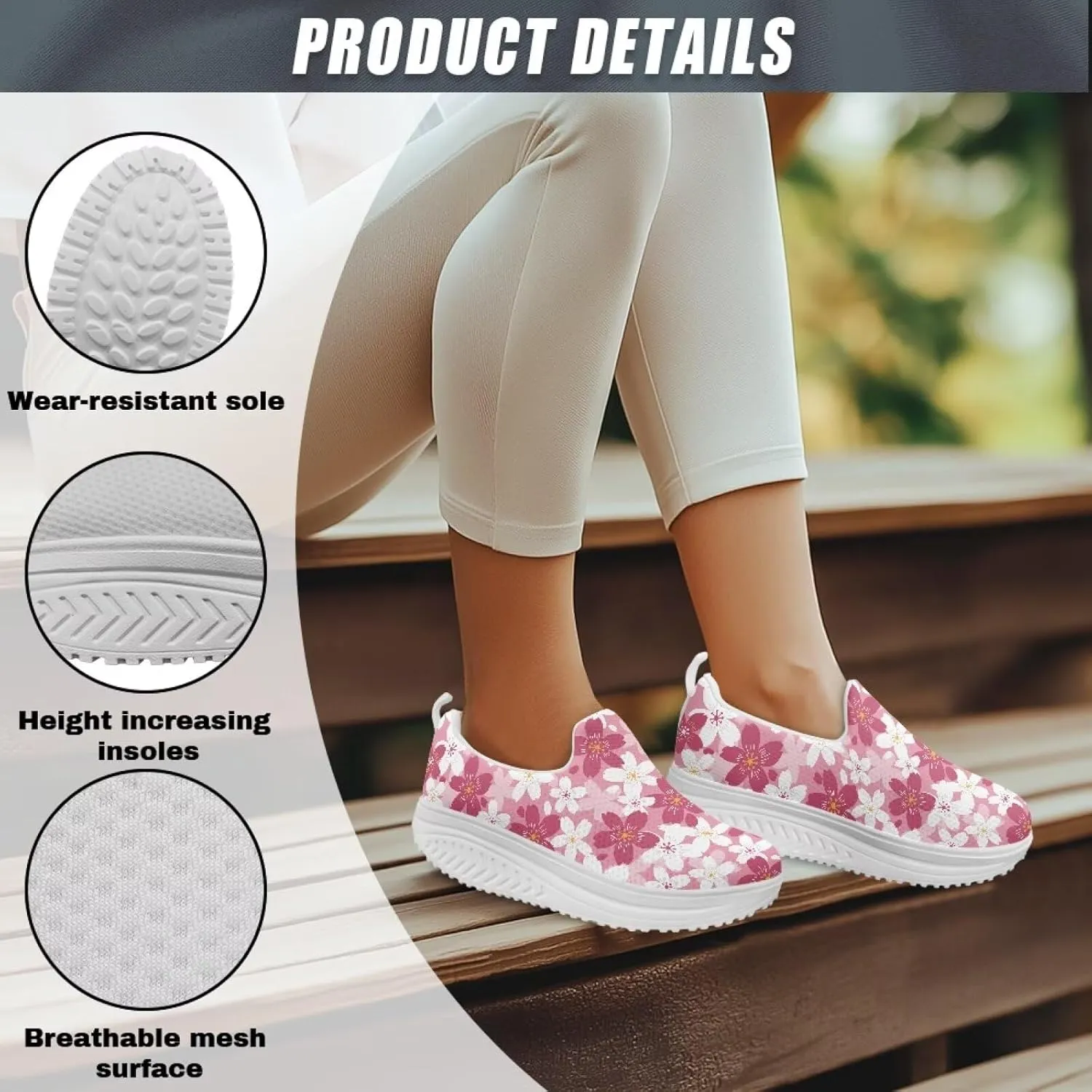 GOSTONG Platform Sneakers for Women Slip Resistant Walking Work Shoes All Day Comfort | Thick Wedge Rocker Bottom White Size 6-11