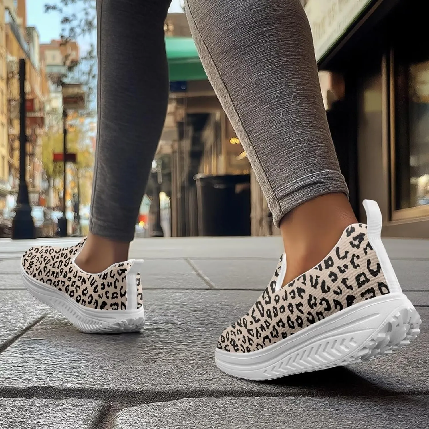 GOSTONG Platform Sneakers for Women Slip Resistant Walking Work Shoes All Day Comfort | Thick Wedge Rocker Bottom White Size 6-11