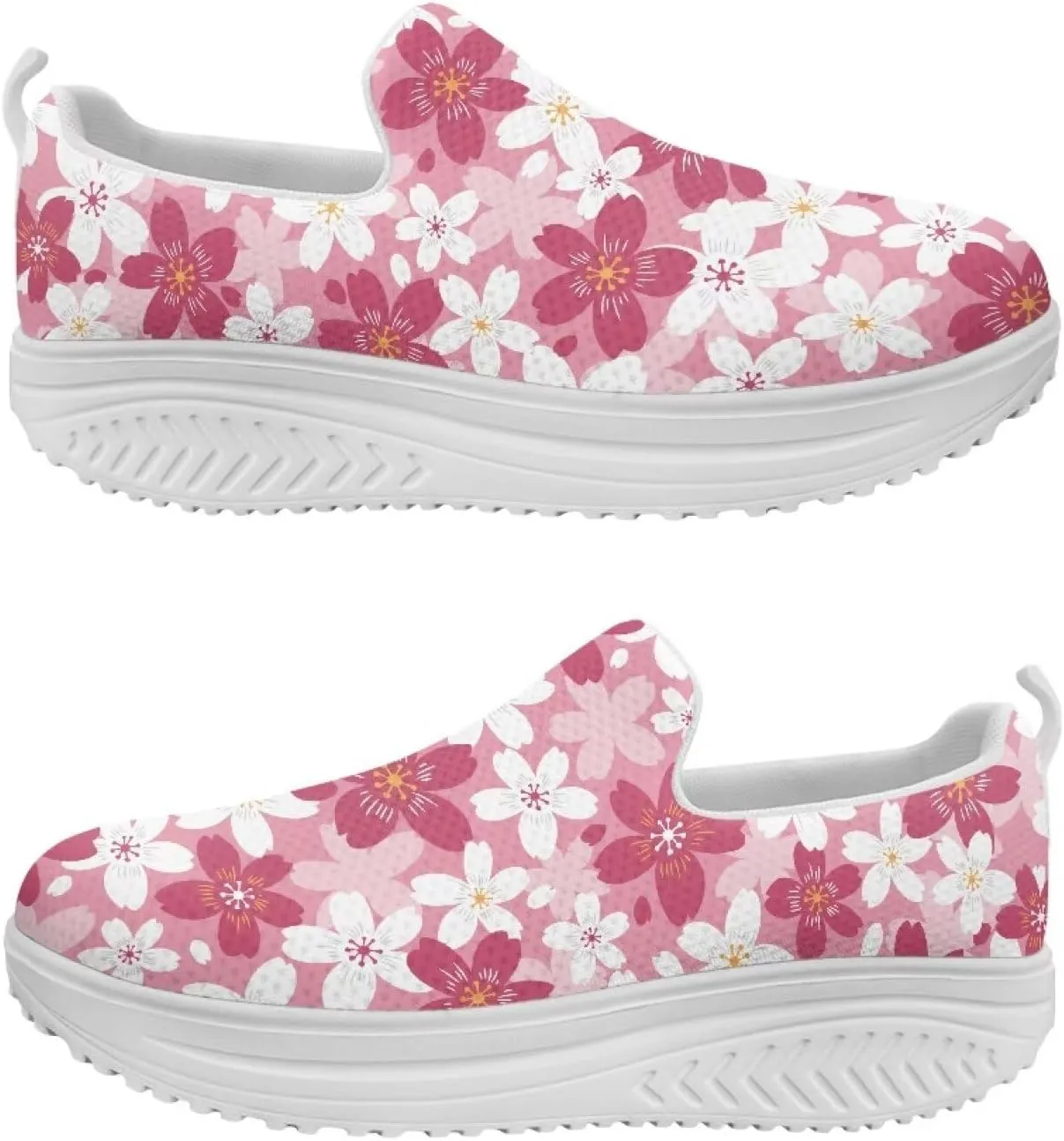 GOSTONG Platform Sneakers for Women Slip Resistant Walking Work Shoes All Day Comfort | Thick Wedge Rocker Bottom White Size 6-11