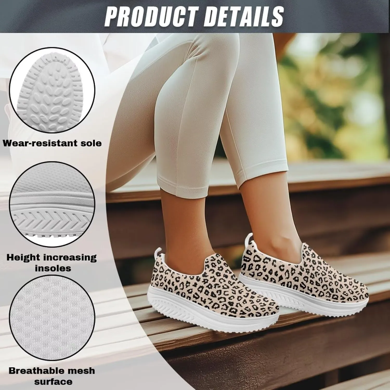 GOSTONG Platform Sneakers for Women Slip Resistant Walking Work Shoes All Day Comfort | Thick Wedge Rocker Bottom White Size 6-11