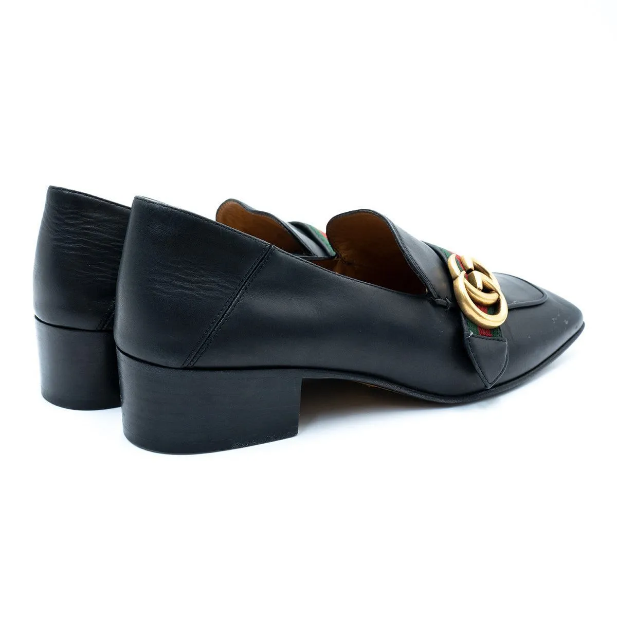 Gucci Peyton Gg Web Pumps High-Heel Shoes Leather Black Colour For Women