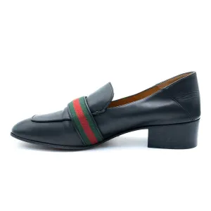 Gucci Peyton Gg Web Pumps High-Heel Shoes Leather Black Colour For Women