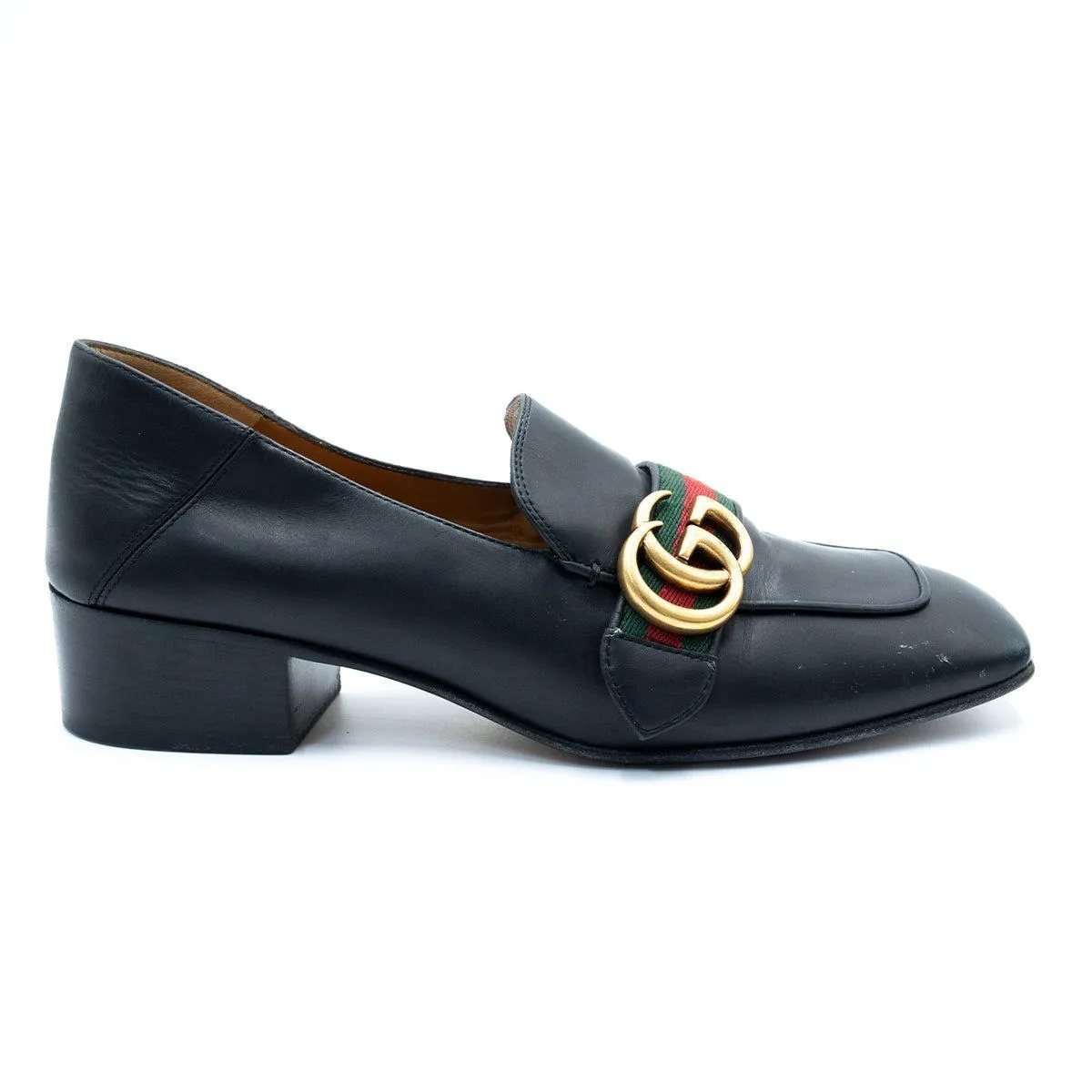Gucci Peyton Gg Web Pumps High-Heel Shoes Leather Black Colour For Women