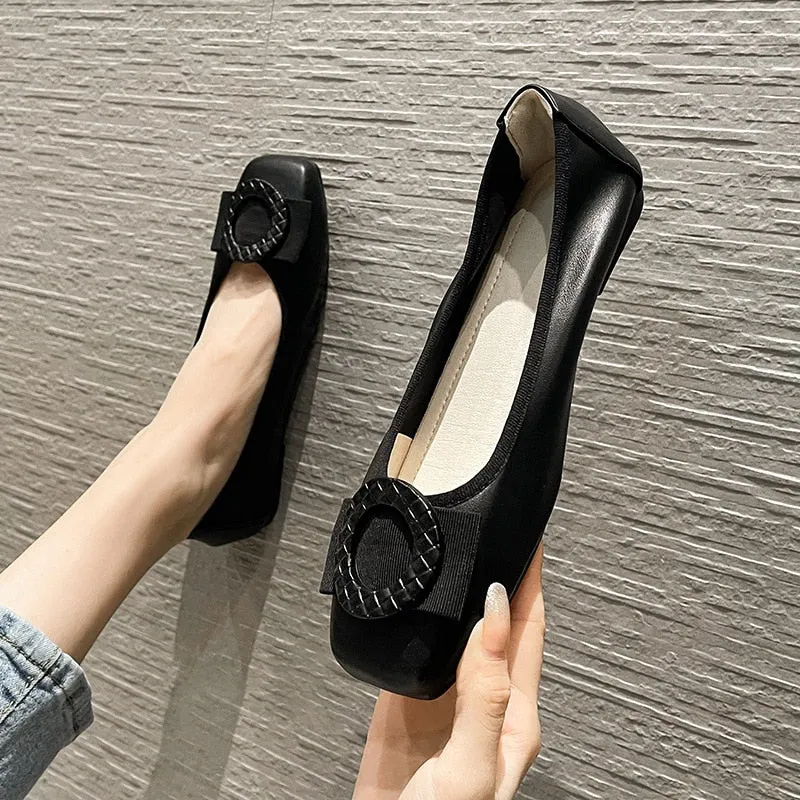 Hnzxzm Fashion Flats for Women Casual Shoes Elegant Women Flats Brand Office Ladies Boat Shoes Soft Plus Size 42 A4375