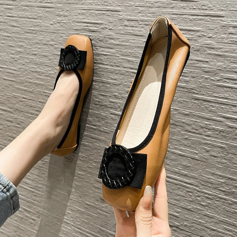 Hnzxzm Fashion Flats for Women Casual Shoes Elegant Women Flats Brand Office Ladies Boat Shoes Soft Plus Size 42 A4375