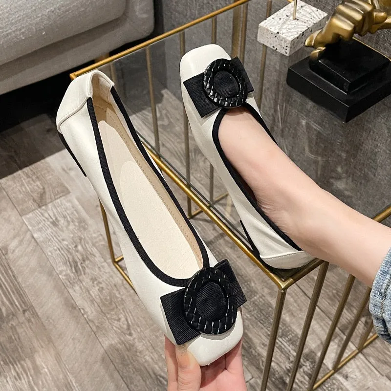 Hnzxzm Fashion Flats for Women Casual Shoes Elegant Women Flats Brand Office Ladies Boat Shoes Soft Plus Size 42 A4375