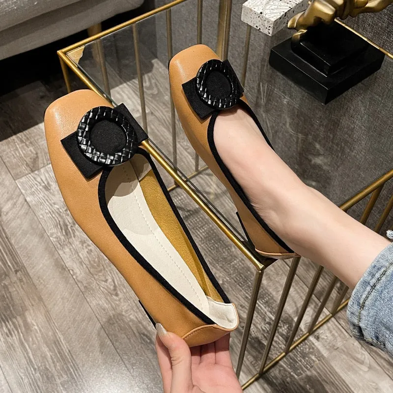Hnzxzm Fashion Flats for Women Casual Shoes Elegant Women Flats Brand Office Ladies Boat Shoes Soft Plus Size 42 A4375