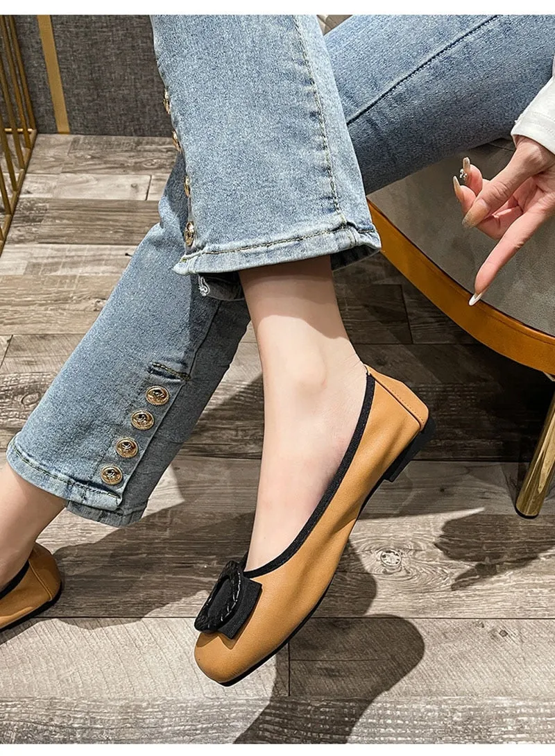 Hnzxzm Fashion Flats for Women Casual Shoes Elegant Women Flats Brand Office Ladies Boat Shoes Soft Plus Size 42 A4375