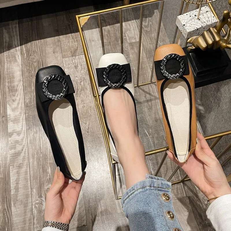 Hnzxzm Fashion Flats for Women Casual Shoes Elegant Women Flats Brand Office Ladies Boat Shoes Soft Plus Size 42 A4375