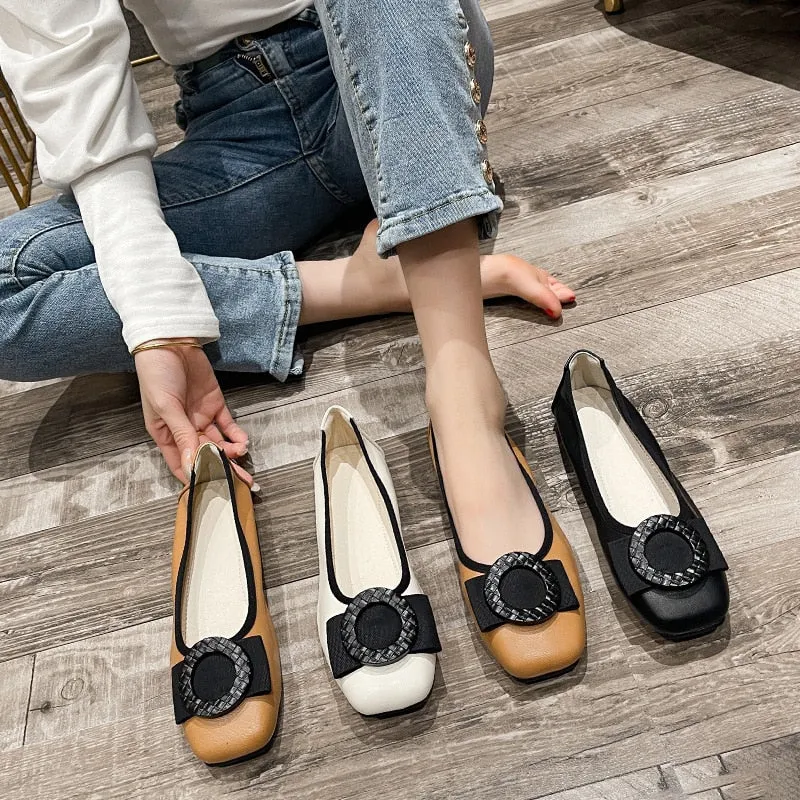 Hnzxzm Fashion Flats for Women Casual Shoes Elegant Women Flats Brand Office Ladies Boat Shoes Soft Plus Size 42 A4375
