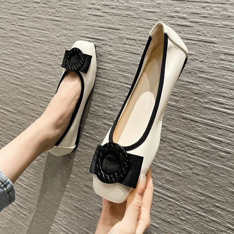 Hnzxzm Fashion Flats for Women Casual Shoes Elegant Women Flats Brand Office Ladies Boat Shoes Soft Plus Size 42 A4375