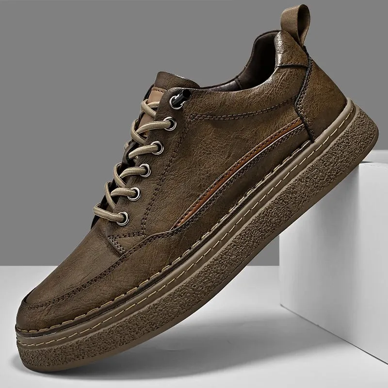 Hnzxzm Man Shoes High Quality Handmade Leather Casual sneakers Men Flat Platform Walking Outdoor Footwear Breathable Sneakers men