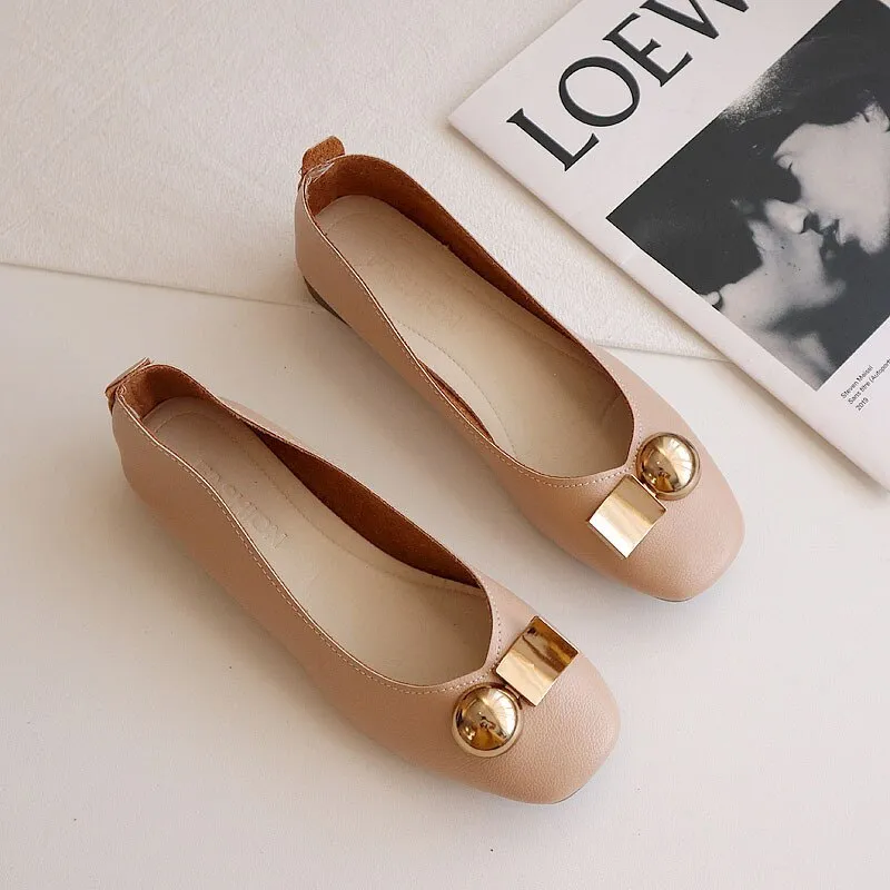 Hnzxzm Spring Summer Shoes Women Flats Soft Single Shoes Elegant Women Ballet Flats Office Lady Shoes Pink Green A4585
