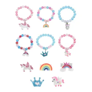 Melbees by Yellow Chimes Beads Bracelet for Girls Combo of 6 Set Colorful Beads Animal Design Bracelet Ring Set for Kids Jewellery Set for Girls.