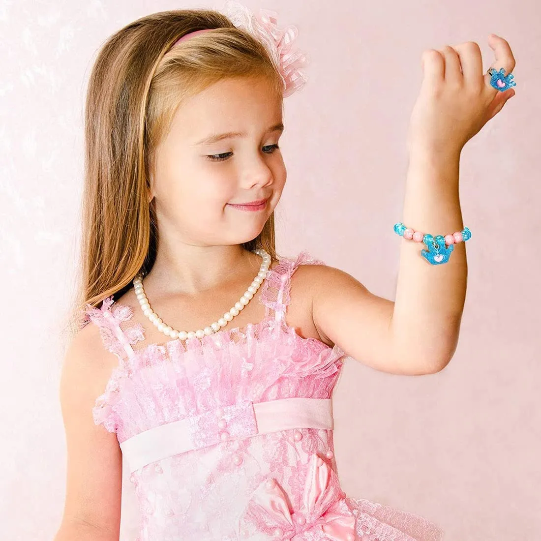 Melbees by Yellow Chimes Beads Bracelet for Girls Combo of 6 Set Colorful Beads Animal Design Bracelet Ring Set for Kids Jewellery Set for Girls.