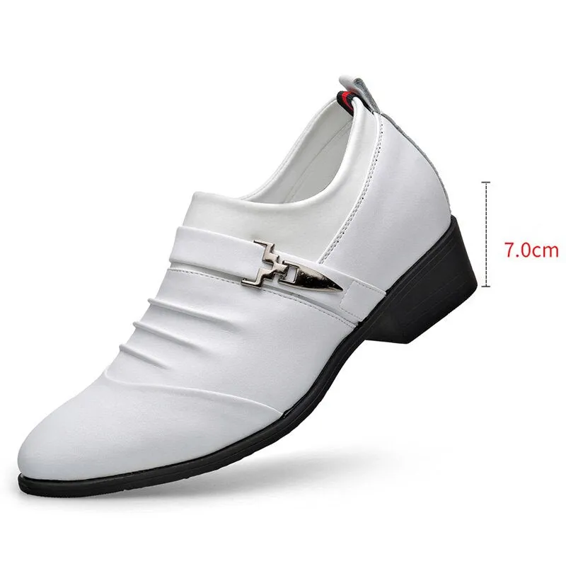 men's business Genuine leather white shoes Mens Dress Shoes luxury shoes men designers wedding shoes for men 7CM Increasing