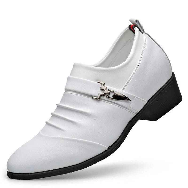 men's business Genuine leather white shoes Mens Dress Shoes luxury shoes men designers wedding shoes for men 7CM Increasing