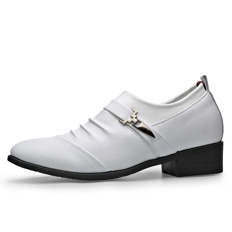 men's business Genuine leather white shoes Mens Dress Shoes luxury shoes men designers wedding shoes for men 7CM Increasing