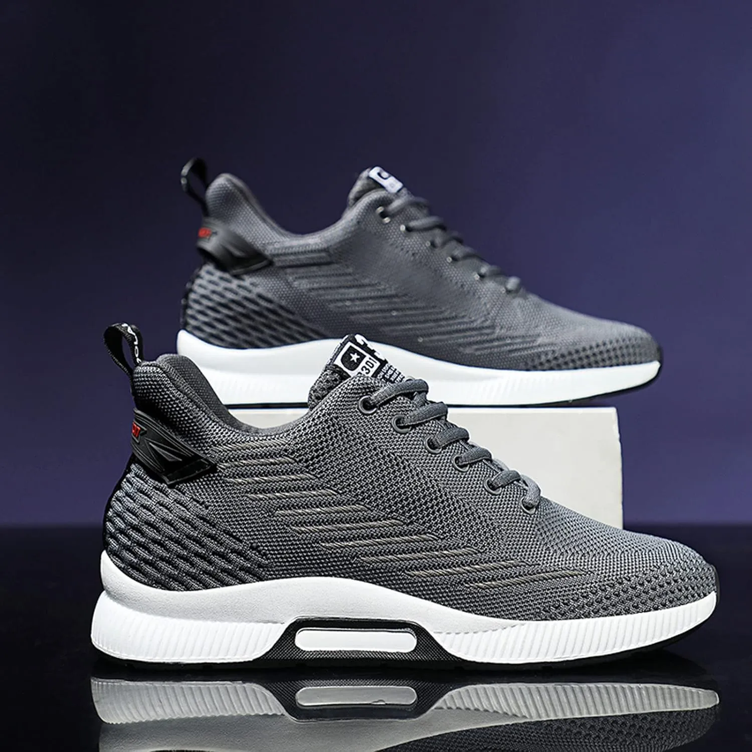 Men's Elevator Shoes Invisible Height Increase Sporty Sneakers Casual Lace Up Shoes Make You Taller Hight - 6cm / 2.36 Inches - Hidden Heel