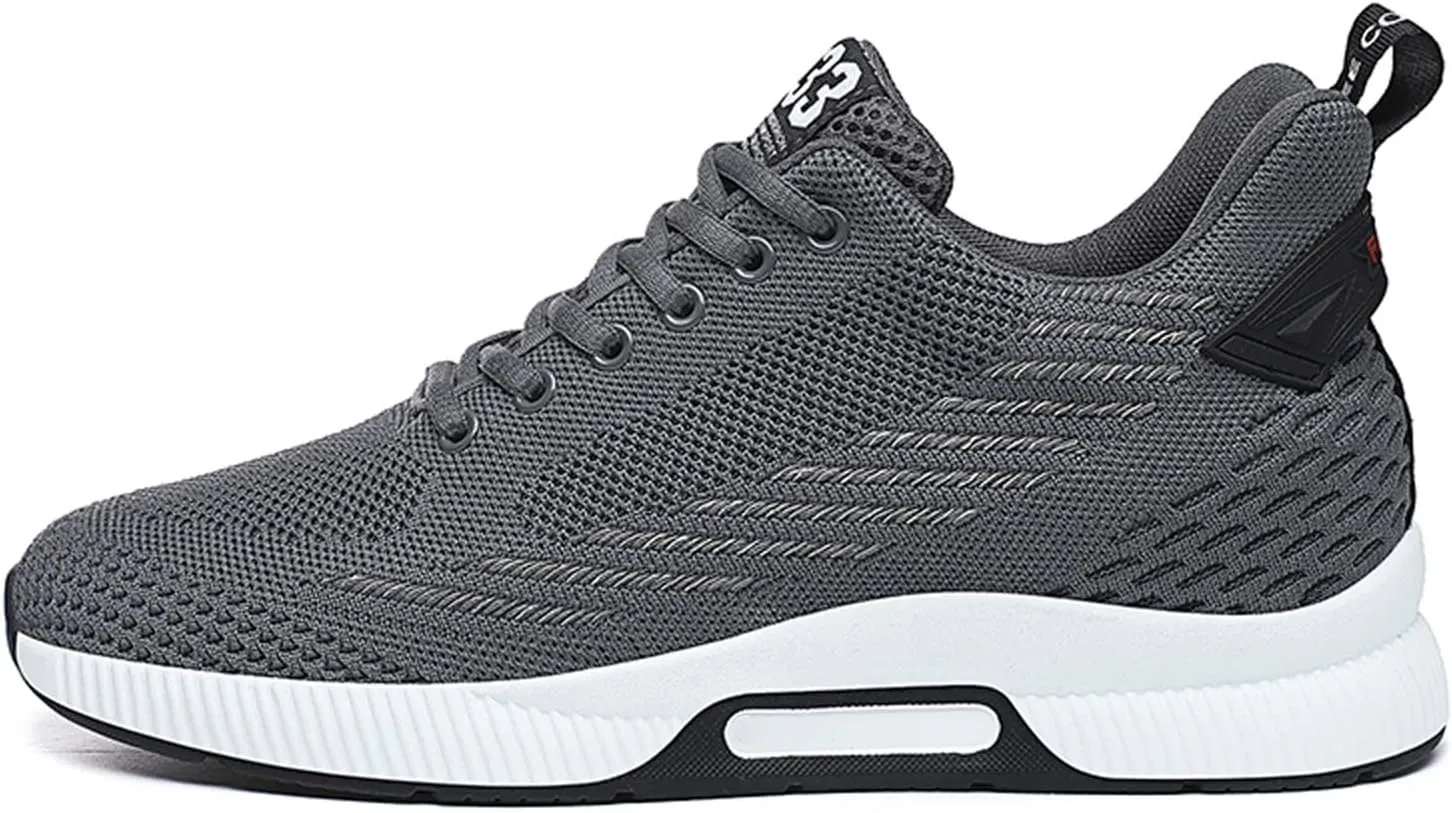 Men's Elevator Shoes Invisible Height Increase Sporty Sneakers Casual Lace Up Shoes Make You Taller Hight - 6cm / 2.36 Inches - Hidden Heel