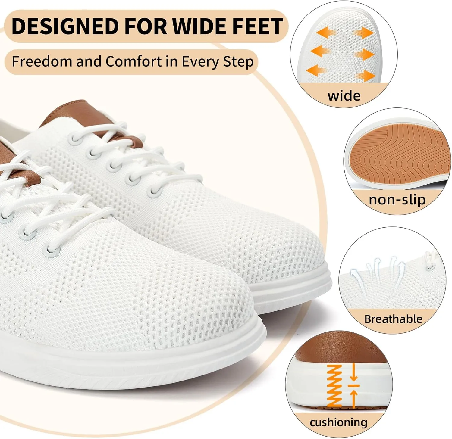 Men's Wide Toe Box Sneaker Casual Business Shoes | Breathable, Slip-Resistant, and Long-Lasting | Perfect for Office or Casual Wear | All-Day Comfort