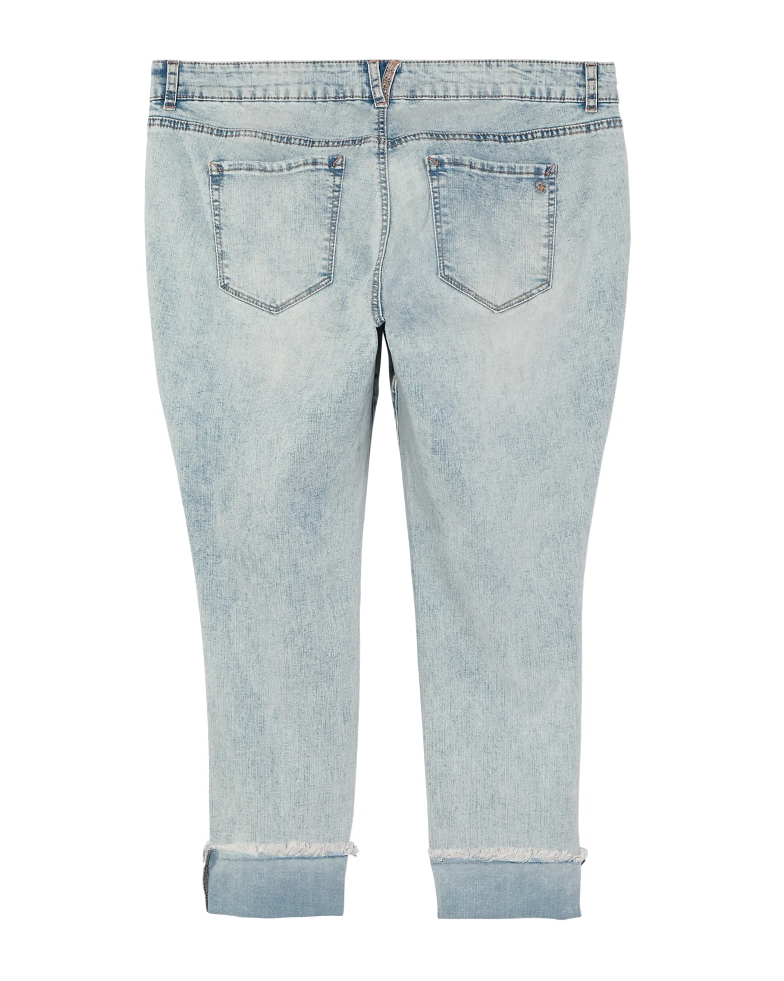 Naomi Rolled Ankle Jean with Floral Design | Light Wash / Navy