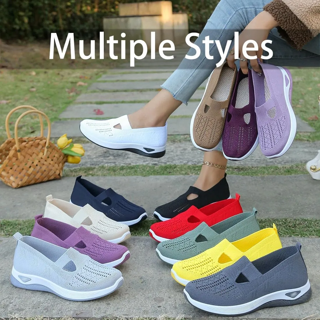 Orthopedic Shoes for Women, Orthopedic All-Day Comfort Sneakers, Slip On Shoes for Women, Non-Slip Lightweight Walking Sneakers
