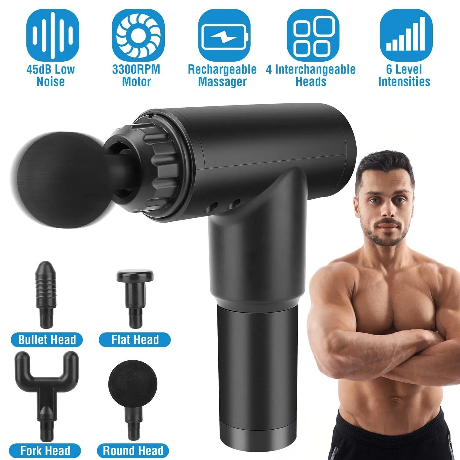 Rechargeable Percussion Massage Gun for Deep Tissue Vibration Massager