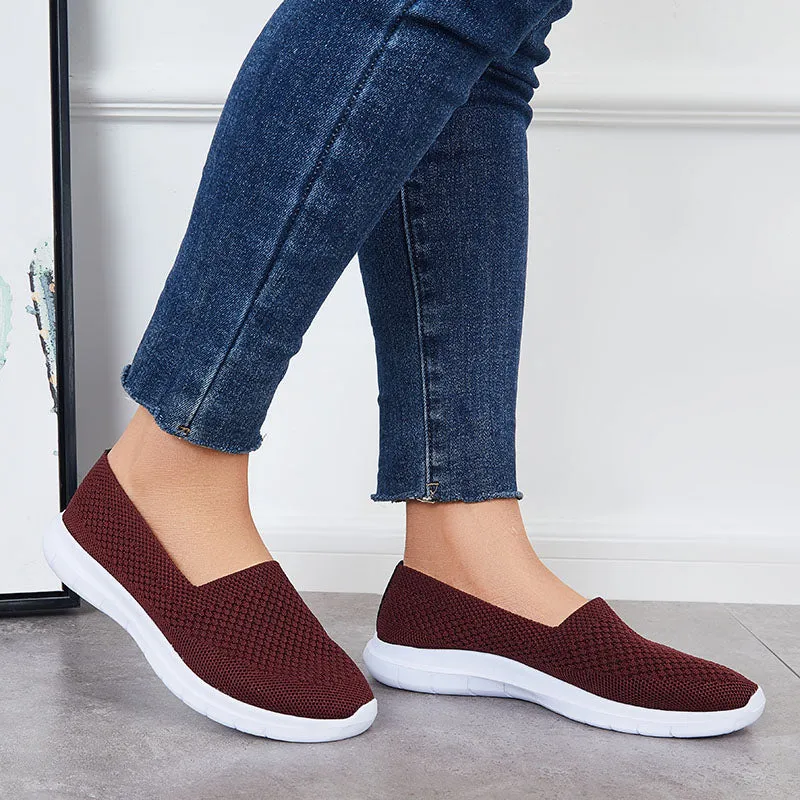 Sohiwoo  Women Breathable Mesh Knit Sneakers Casual Daily Shoes