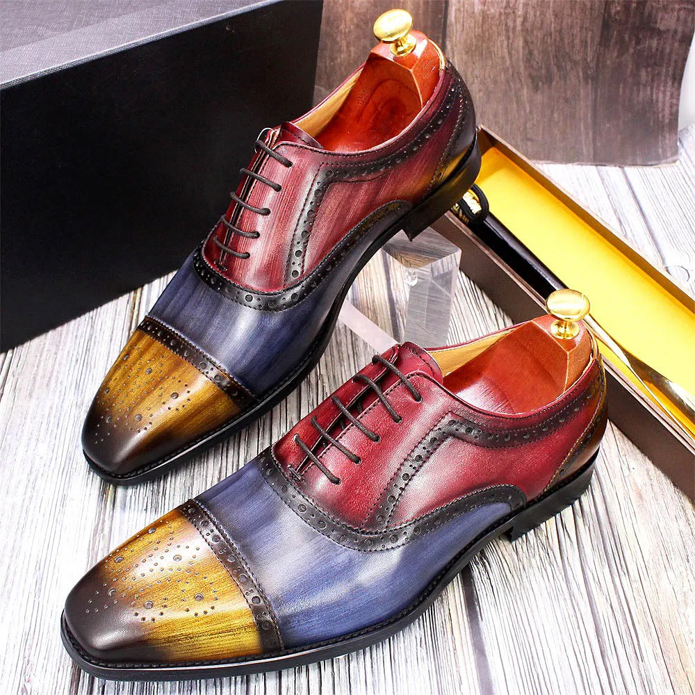 Tri-color Luxury Party Handmade Shoes