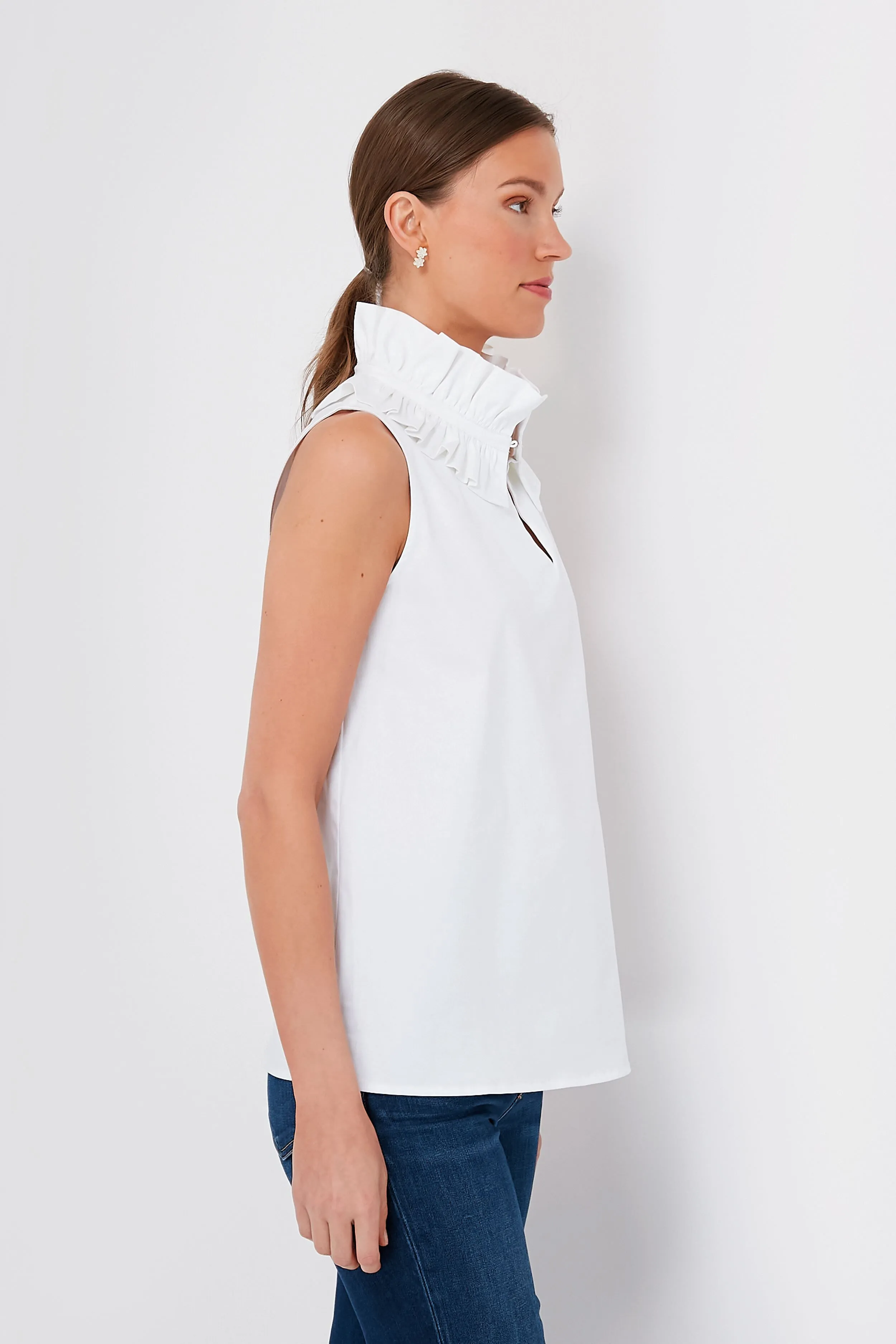 White Sleeveless Bouvier Blouse