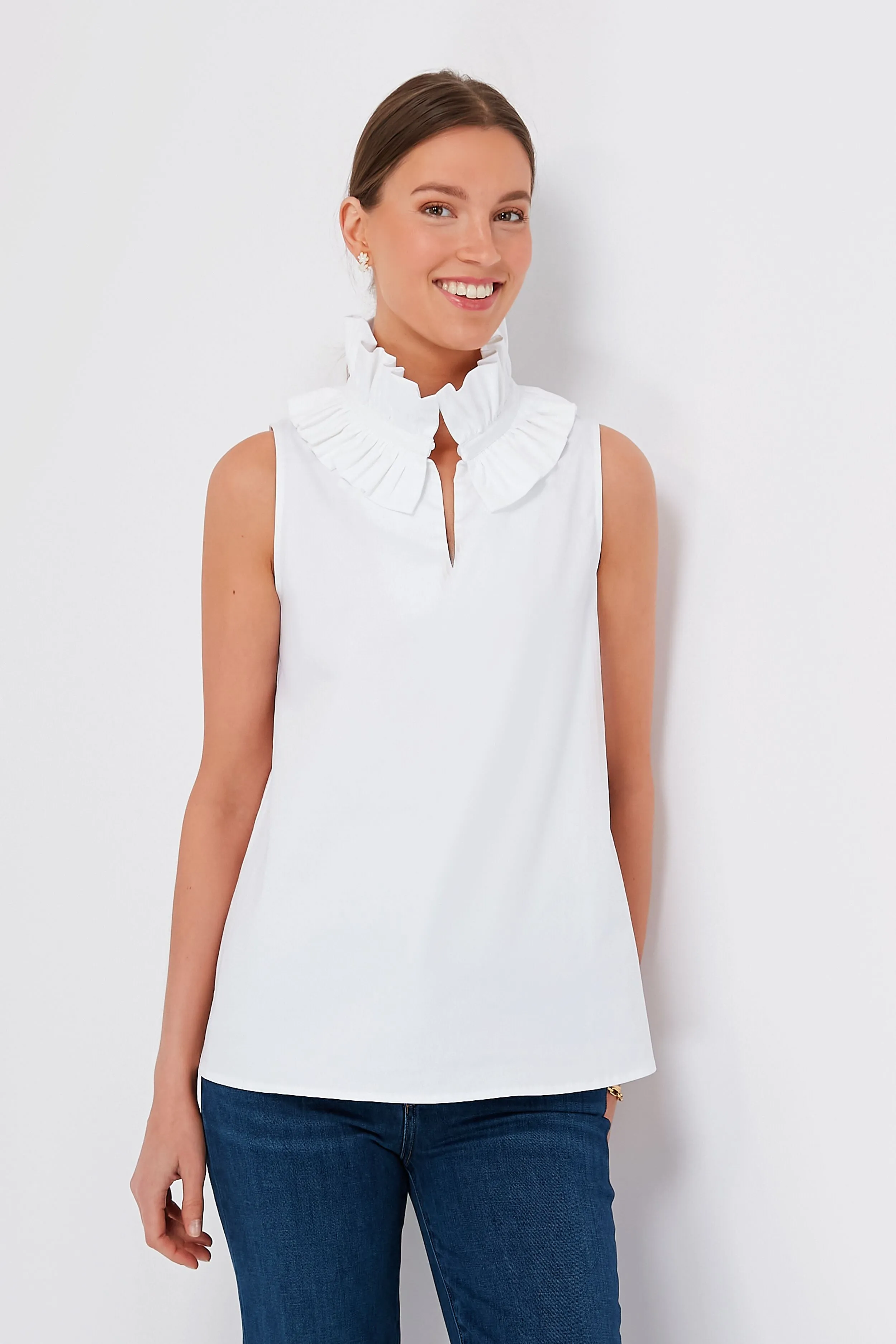 White Sleeveless Bouvier Blouse