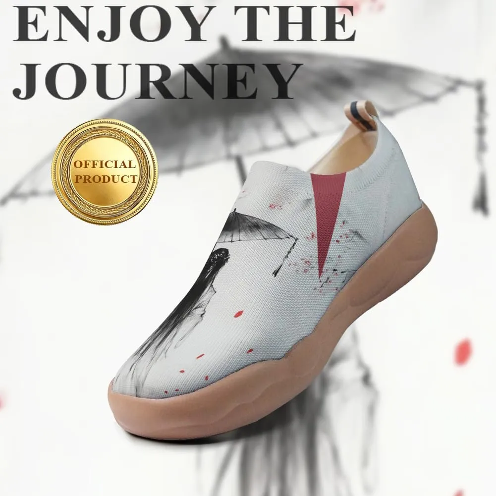Women's Knitted Slip-on Loafers Comfortable, Light and Fashionable Sneakers Art Painted Travel Shoes