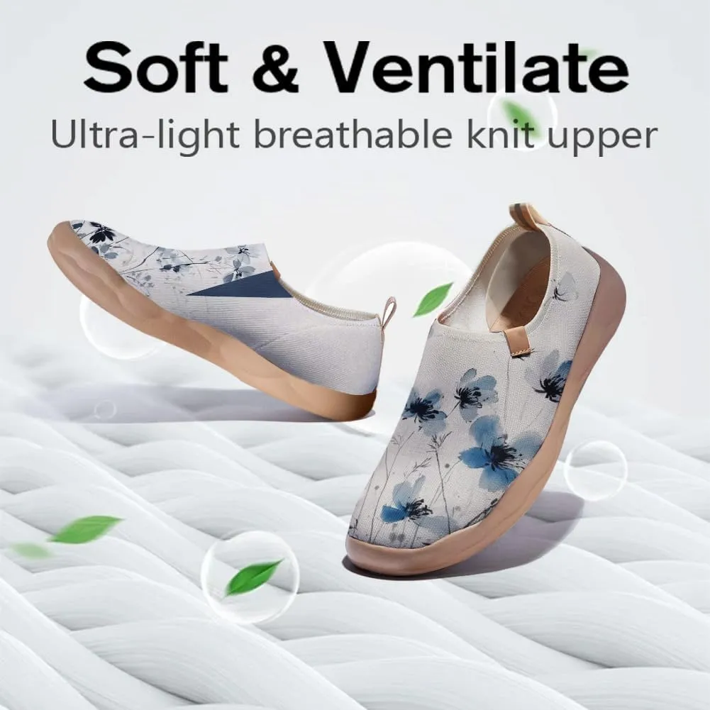 Women's Knitted Slip-on Loafers Comfortable, Light and Fashionable Sneakers Art Painted Travel Shoes
