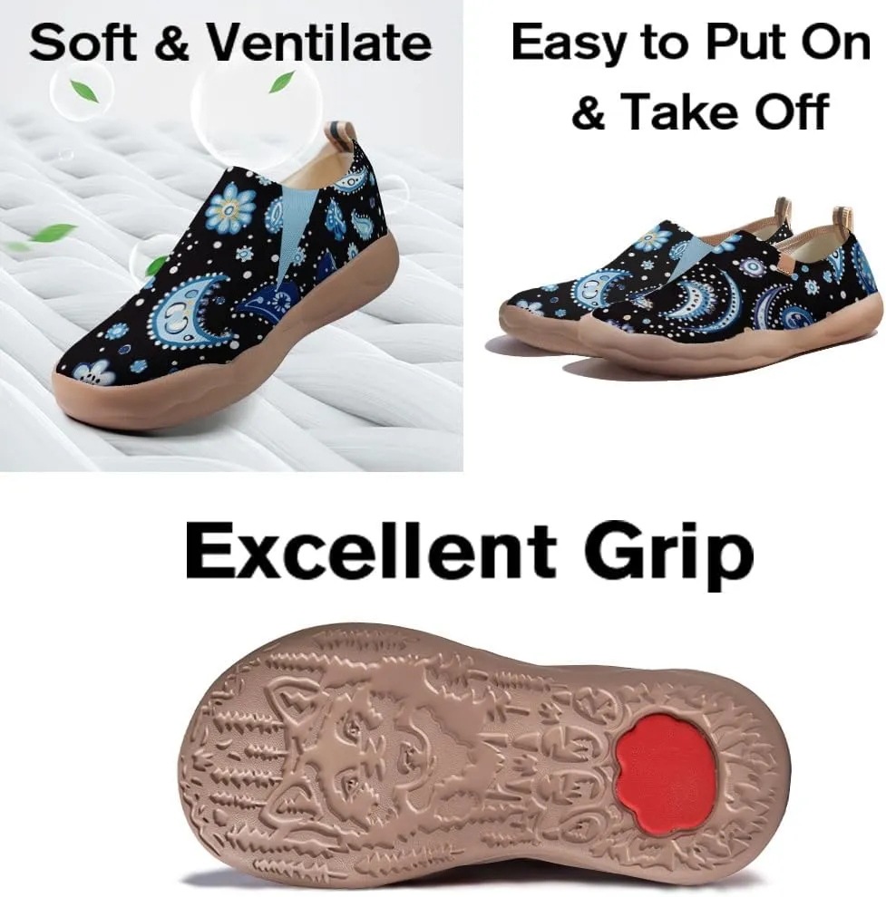 Women's Knitted Slip-on Loafers Comfortable, Light and Fashionable Sneakers Art Painted Travel Shoes