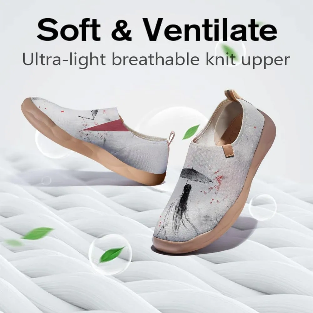 Women's Knitted Slip-on Loafers Comfortable, Light and Fashionable Sneakers Art Painted Travel Shoes