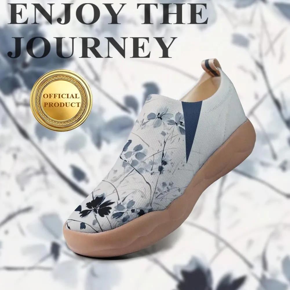 Women's Knitted Slip-on Loafers Comfortable, Light and Fashionable Sneakers Art Painted Travel Shoes